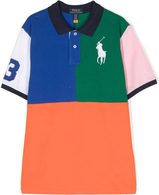 Ralph Lauren Kids Poloshirt met colourblocking Blauw
