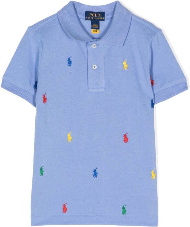 Ralph Lauren Kids Poloshirt met geborduurd logo Blauw