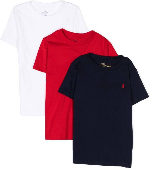 Ralph Lauren Kids Drie T-shirts met geborduurd logo Veelkleurig