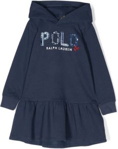 Ralph Lauren Kids logo-appliqué hooded dress Blauw