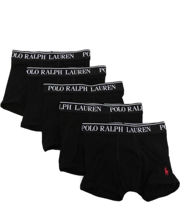Ralph Lauren Kids Vijf boxershorts met logoband Zwart