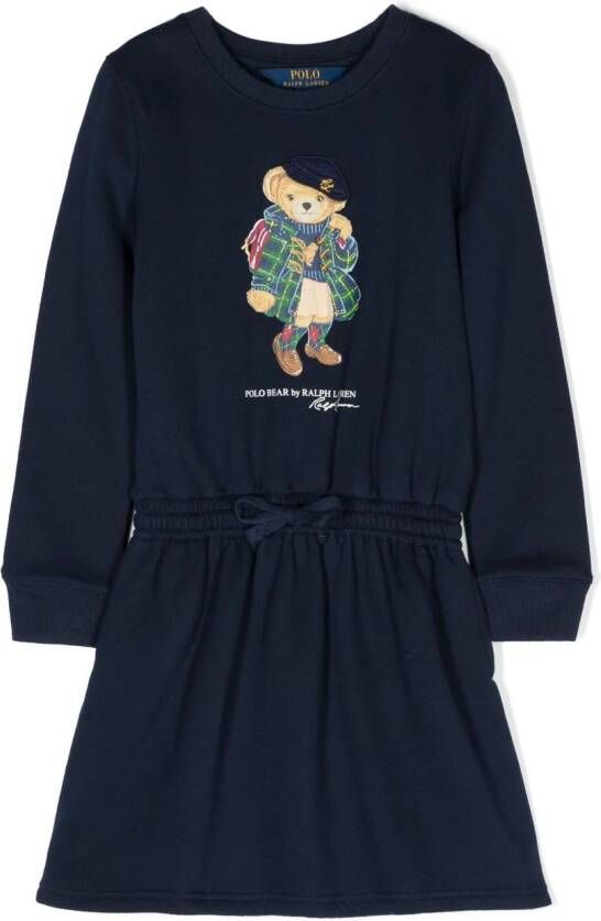 Ralph Lauren Kids Mini-jurk met teddybeerprint Blauw