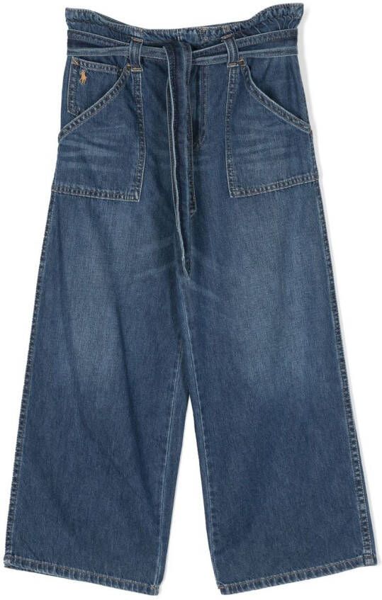 Ralph Lauren Kids Jeans met paperbag taille Blauw