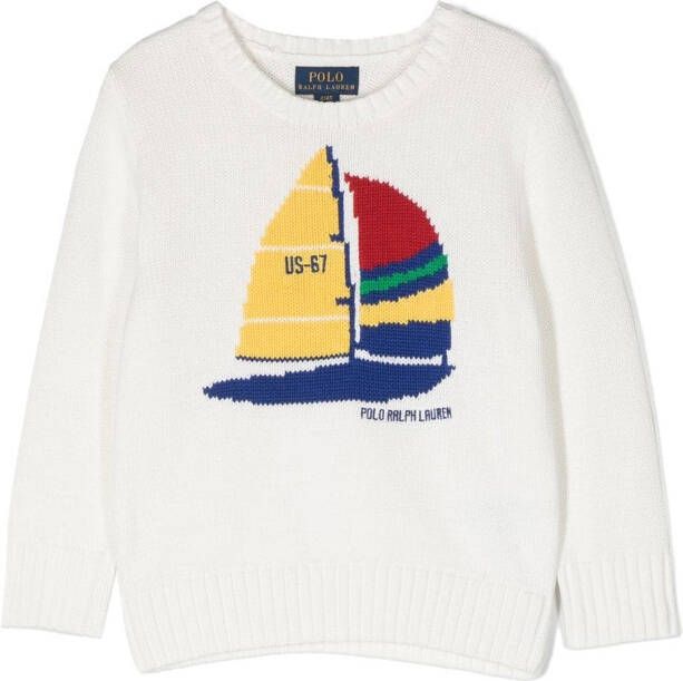 POLO RALPH LAUREN KIDS Intarsia trui Wit