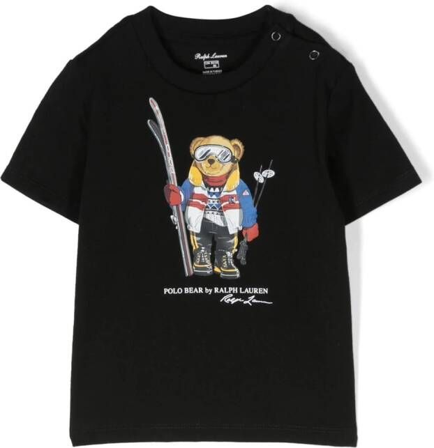 Ralph Lauren Kids T-shirt met ronde hals Zwart