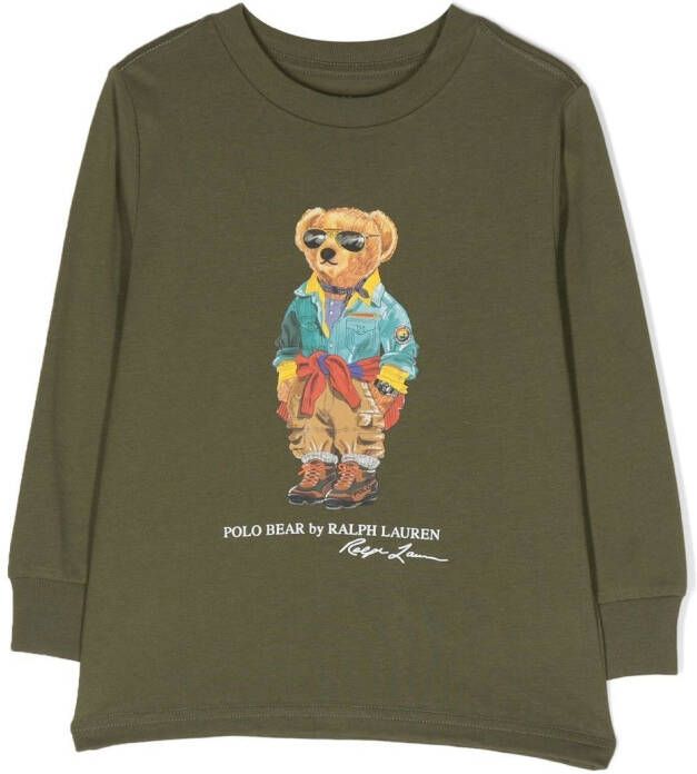 Ralph Lauren Kids T-shirt met teddybeerprint Groen