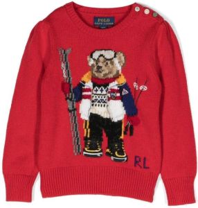 Ralph Lauren Kids Polo Bear motif jumper Rood