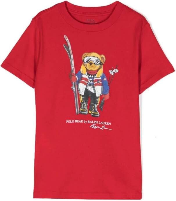 Ralph Lauren Kids T-shirt met teddybeerprint Rood