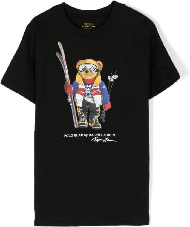 Ralph Lauren Kids T-shirt met teddybeerprint Zwart