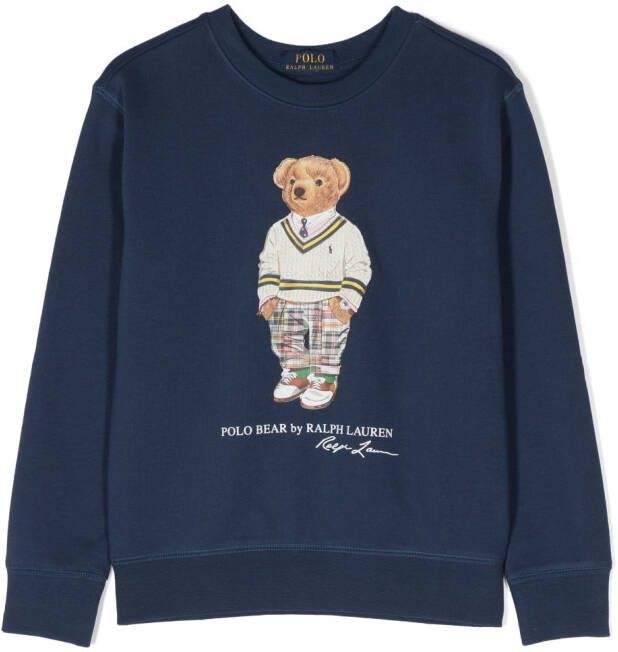 Ralph Lauren Kids Sweater met teddybeerprint Blauw