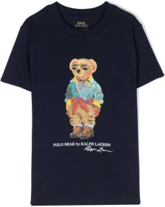 Ralph Lauren Kids Polo Bear-print T-shirt Blauw