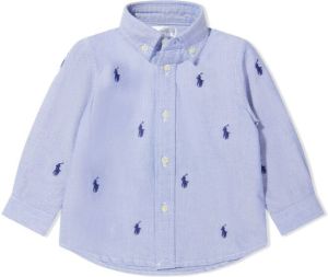 Ralph Lauren Kids Polo Pony-embroidered shirt Blauw