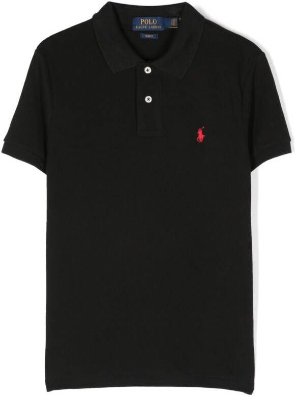 Ralph Lauren Kids Poloshirt met geborduurd logo Zwart