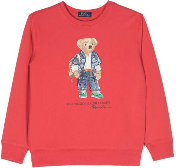 Ralph Lauren Kids Sweater met beerprint Rood