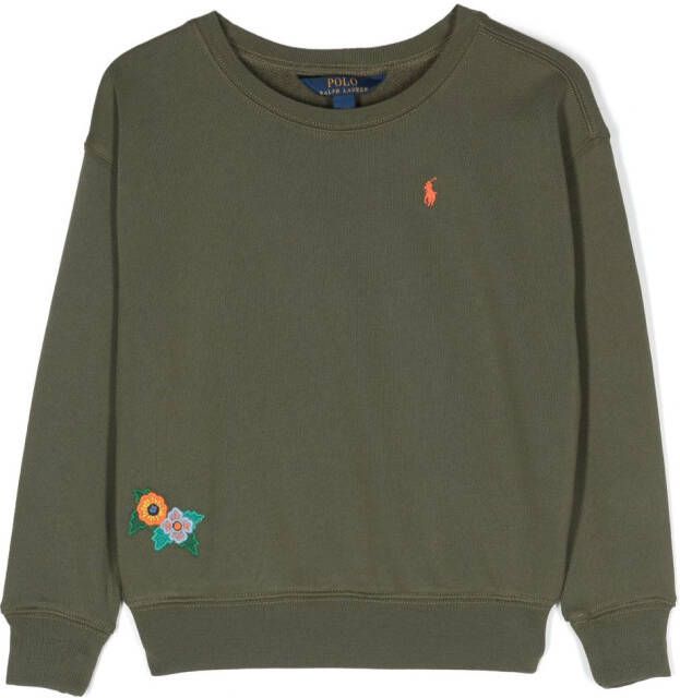 Ralph Lauren Kids Sweater met geborduurde bloe Groen