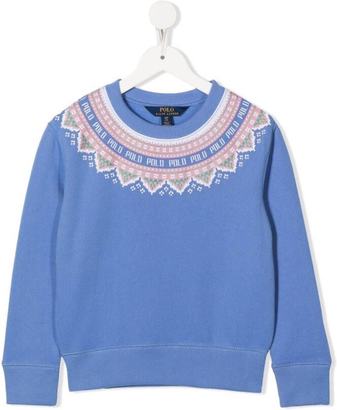 Ralph Lauren Kids Sweater met geometrische logoprint Blauw