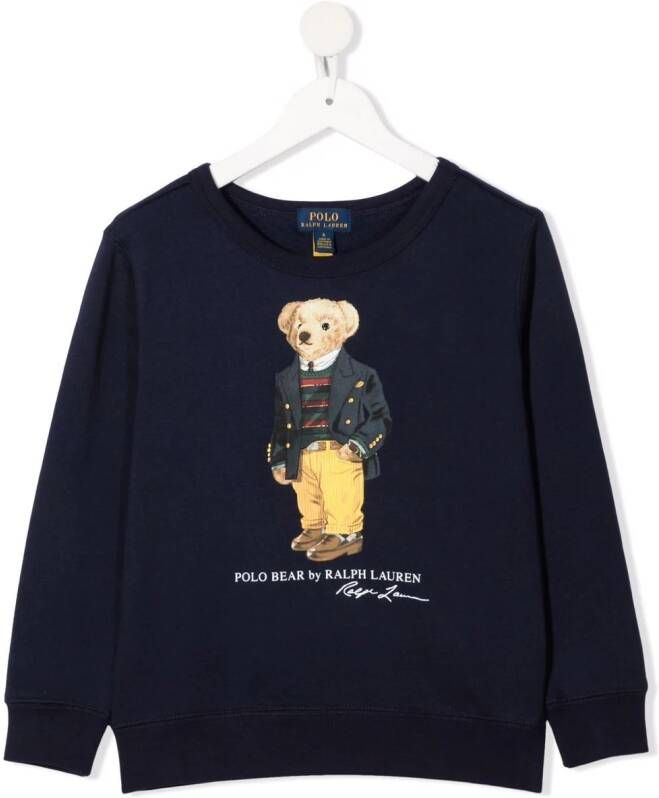 Ralph Lauren Kids Sweater met teddybeerprint kinderen katoen Polyester 10 Blauw