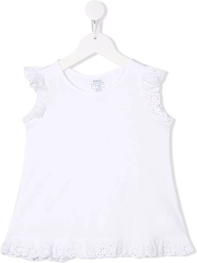 Ralph Lauren Kids T-shirt met bloe kant Wit