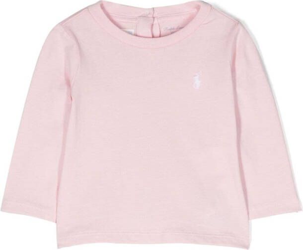 Ralph Lauren Kids T-shirt met geborduurd logo Roze