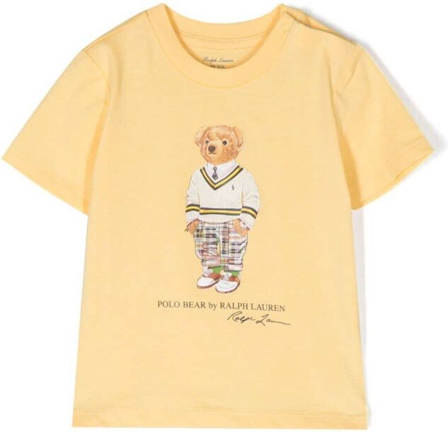 Ralph Lauren Kids T-shirt met teddybeerprint Geel