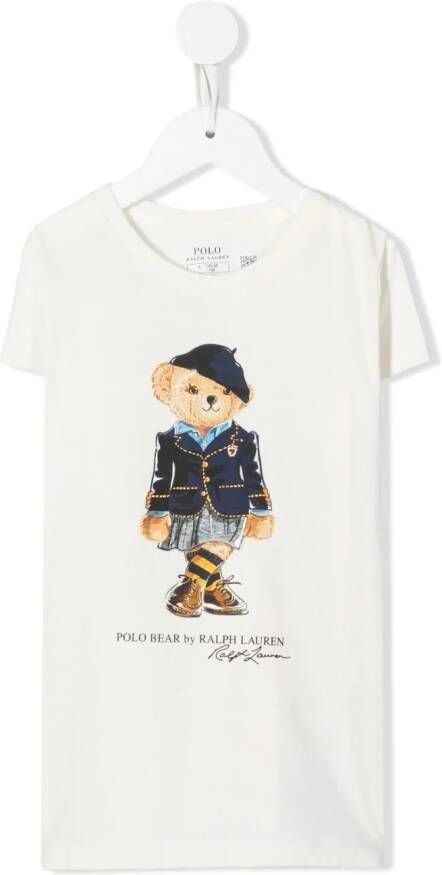 Ralph Lauren Kids T-shirt met teddybeerprint Wit
