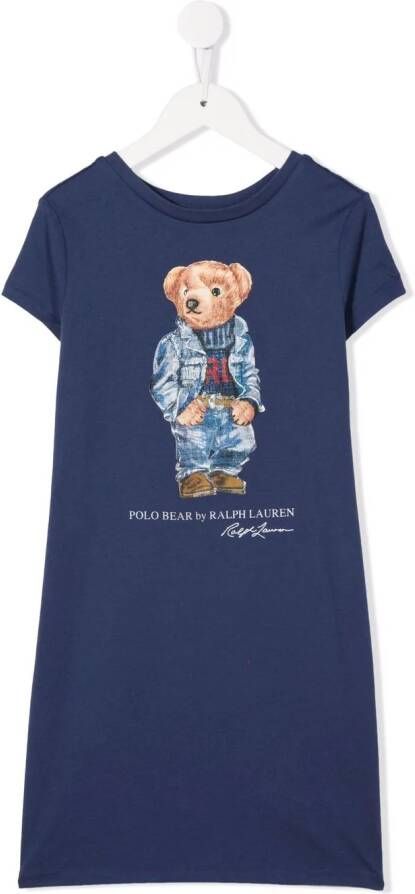 Ralph Lauren Kids T-shirtjurk met print Blauw