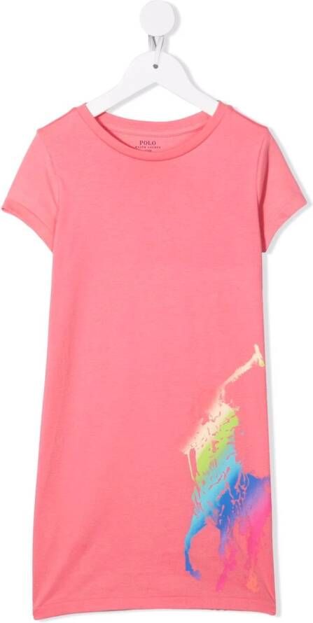 Ralph Lauren Kids T-shirtjurk met print Roze
