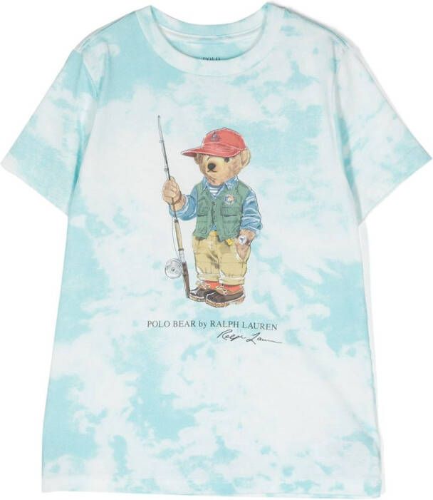 Ralph Lauren Kids T-shirt met tie-dye print Blauw