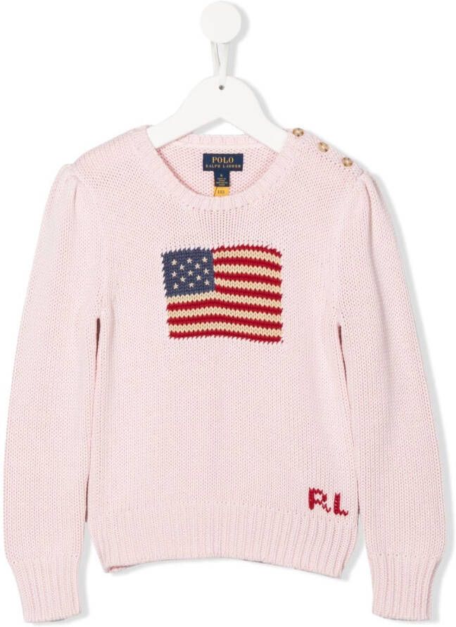 Ralph Lauren Kids Trui met Amerikaanse vlag Roze