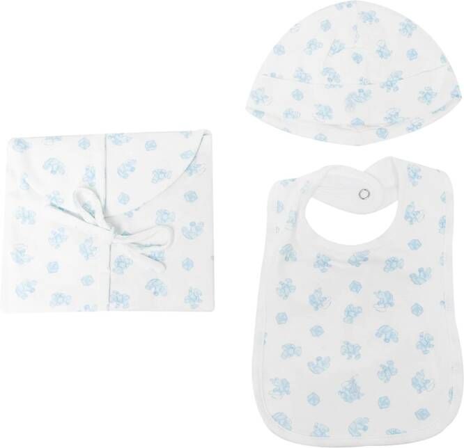POLO RALPH LAUREN KIDS Tweedelige muts en slabbetje set Wit