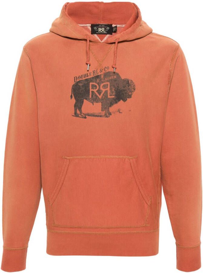Ralph Lauren RRL Hoodie met geverfde logoprint Oranje
