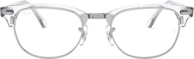 Ray-Ban Clubmaster bril met doorzichtig montuur Wit