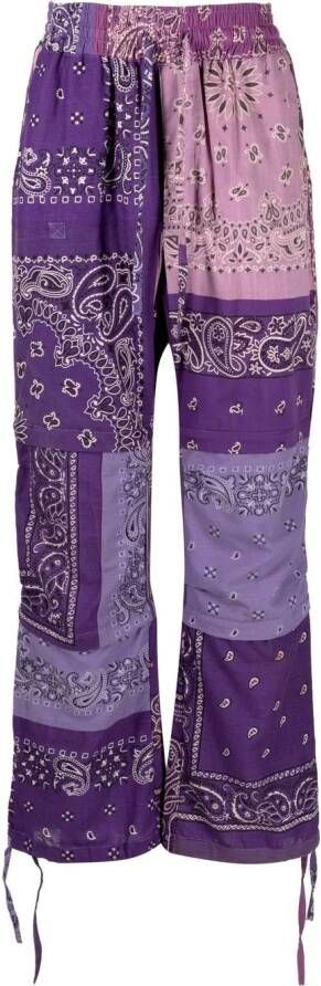 Readymade Broek met bandanaprint Paars