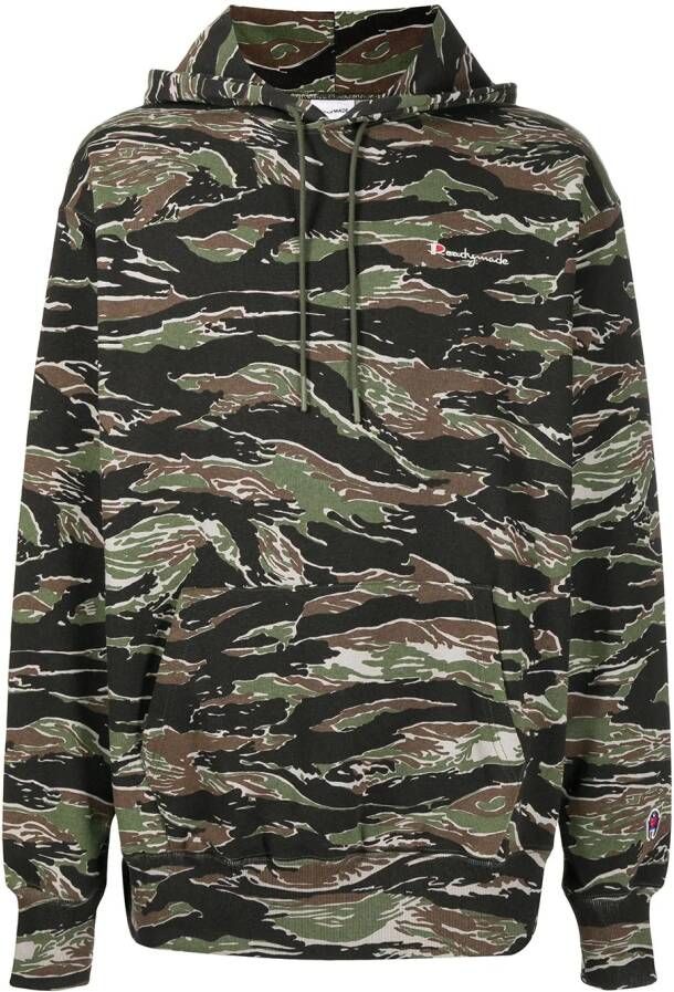 Readymade Hoodie met camouflageprint Groen