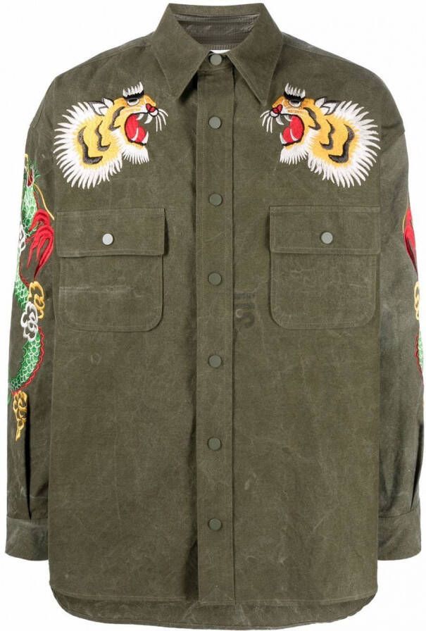 Readymade Shirt met borduurwerk Groen