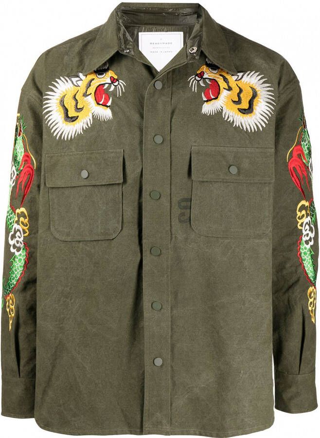 Readymade Shirtjack met borduurwerk Groen