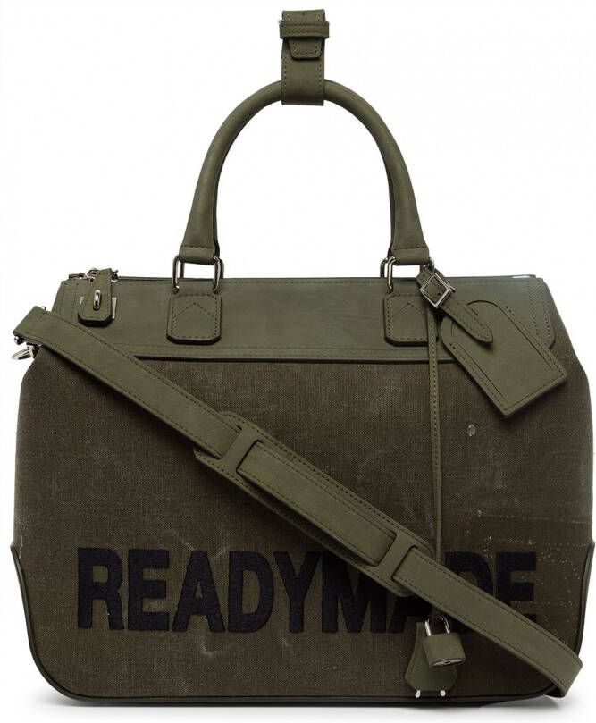 Readymade Shopper met logoprint Groen