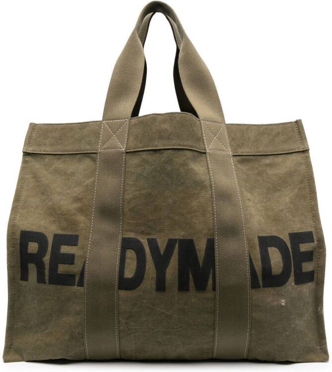Readymade Shopper met logoprint Groen