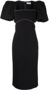 Rebecca Vallance Midi-jurk met pofmouwen Zwart