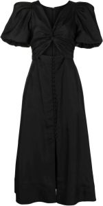 Rebecca Vallance Midi-jurk met pofmouwen Zwart