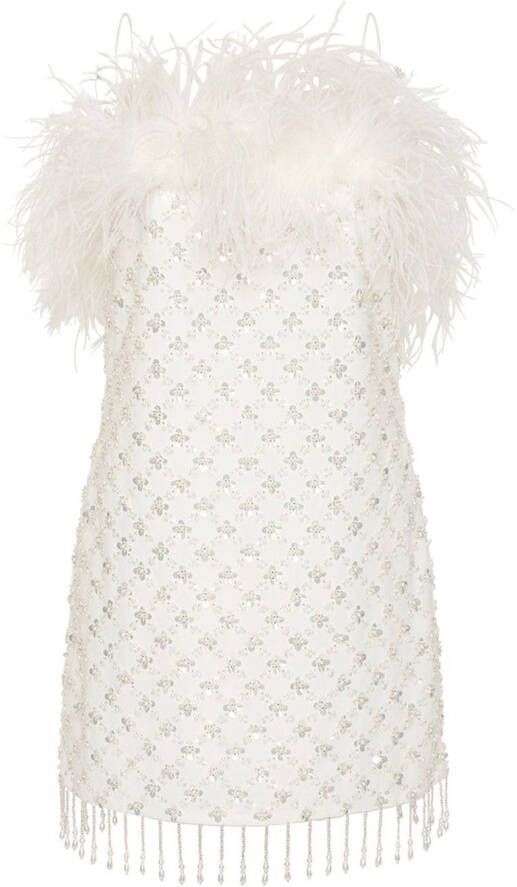 Rebecca Vallance Mini-jurk met veren afwerking Wit