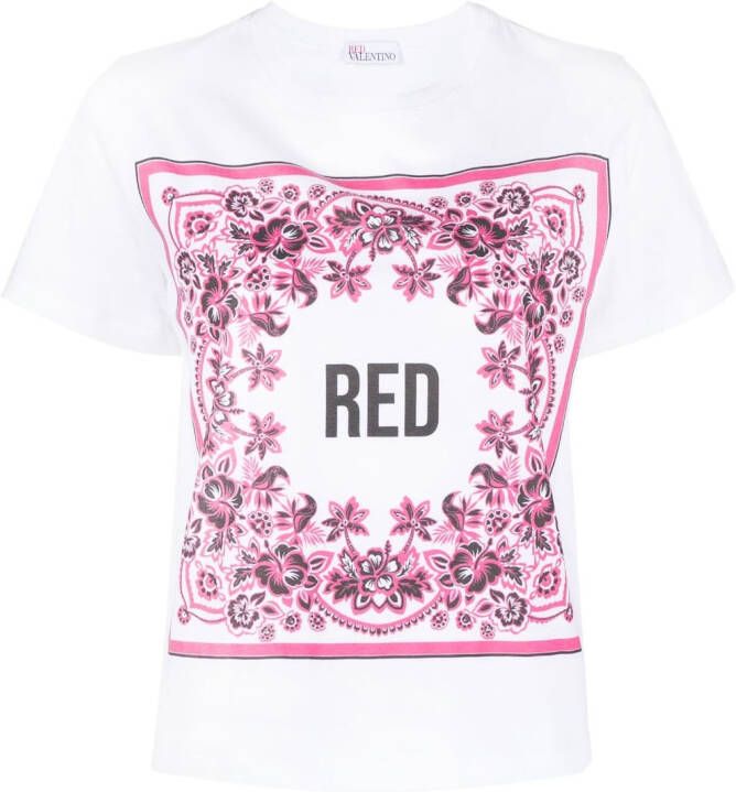RED Valentino T-shirt met bloemenprint Wit