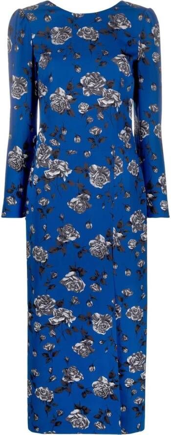 RED Valentino Midi-jurk met bloemenprint Blauw