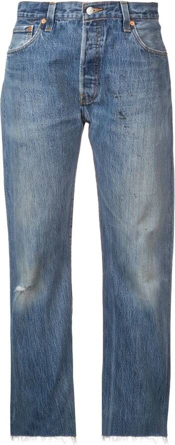 RE DONE boyfriend jeans met faded effect Blauw
