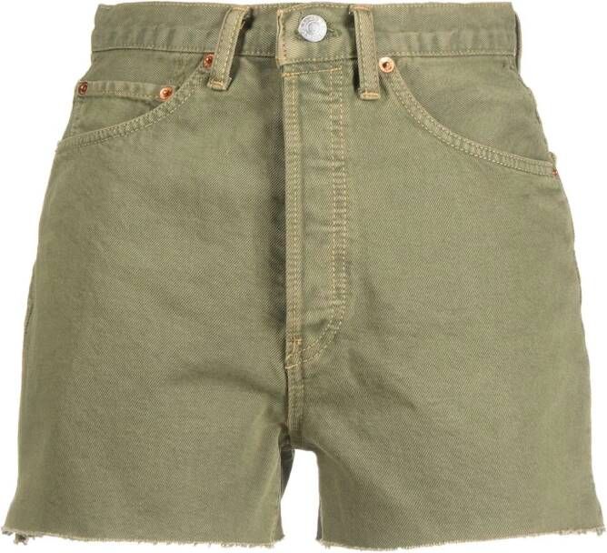 RE DONE Mid waist shorts Groen