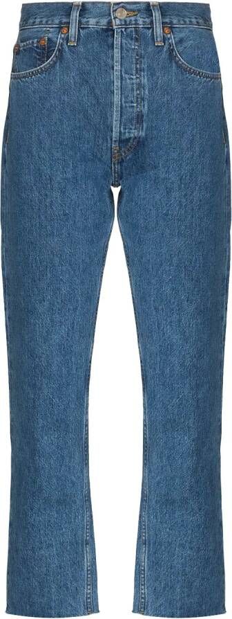 RE DONE Stove Pipe 27 high waisted straight leg cropped jeans Blauw