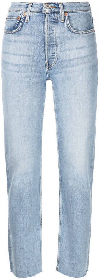 RE DONE Straight jeans dames katoen Polyester Elastane 24 Blauw