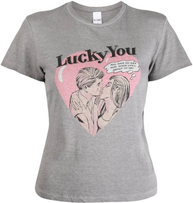 RE DONE T-shirt met print Grijs