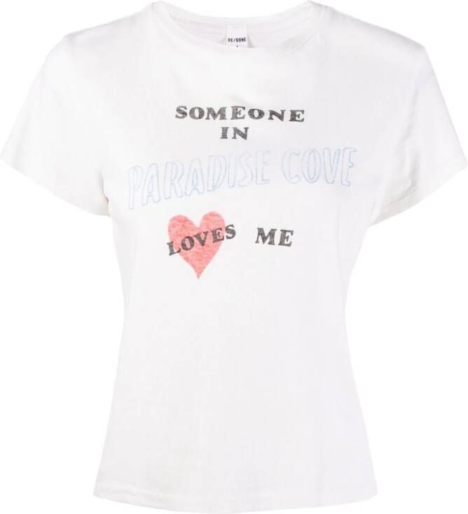 RE DONE Katoenen T-shirt met tekst Wit
