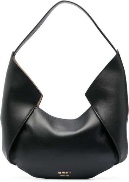 REE PROJECTS Leren schoudertas Zwart